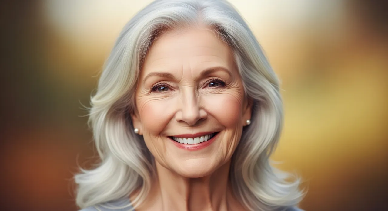 Smiling senior woman with silver hair