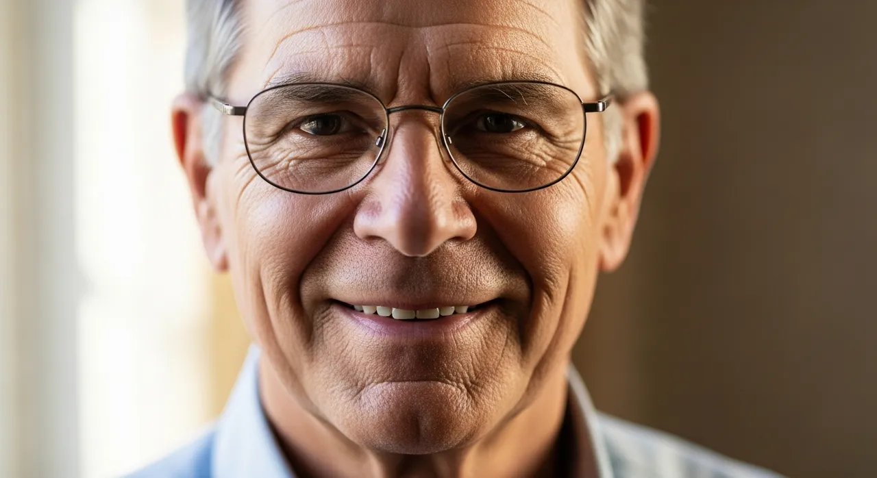 Kind senior man with glasses
